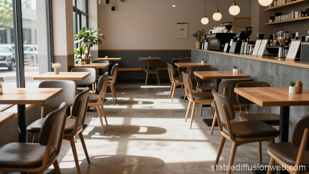 Quiet Modern Cafe Interior Before Opening
