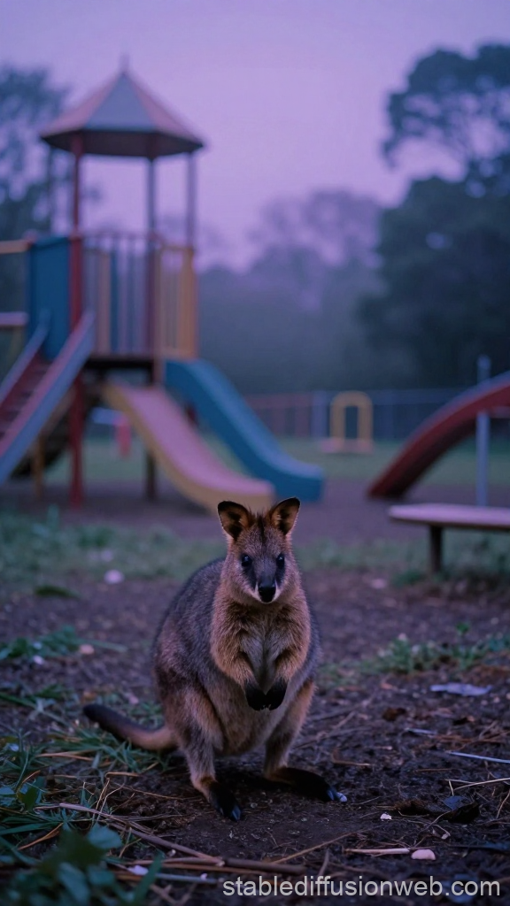Quokka in Playground at Dusk