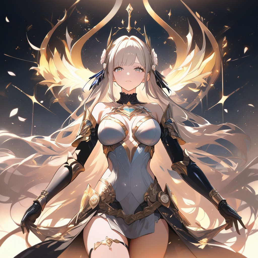 Radiant Anime Warrior with Golden Wings