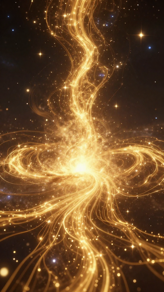 Radiant Cosmic Energy Waves in Golden Flow