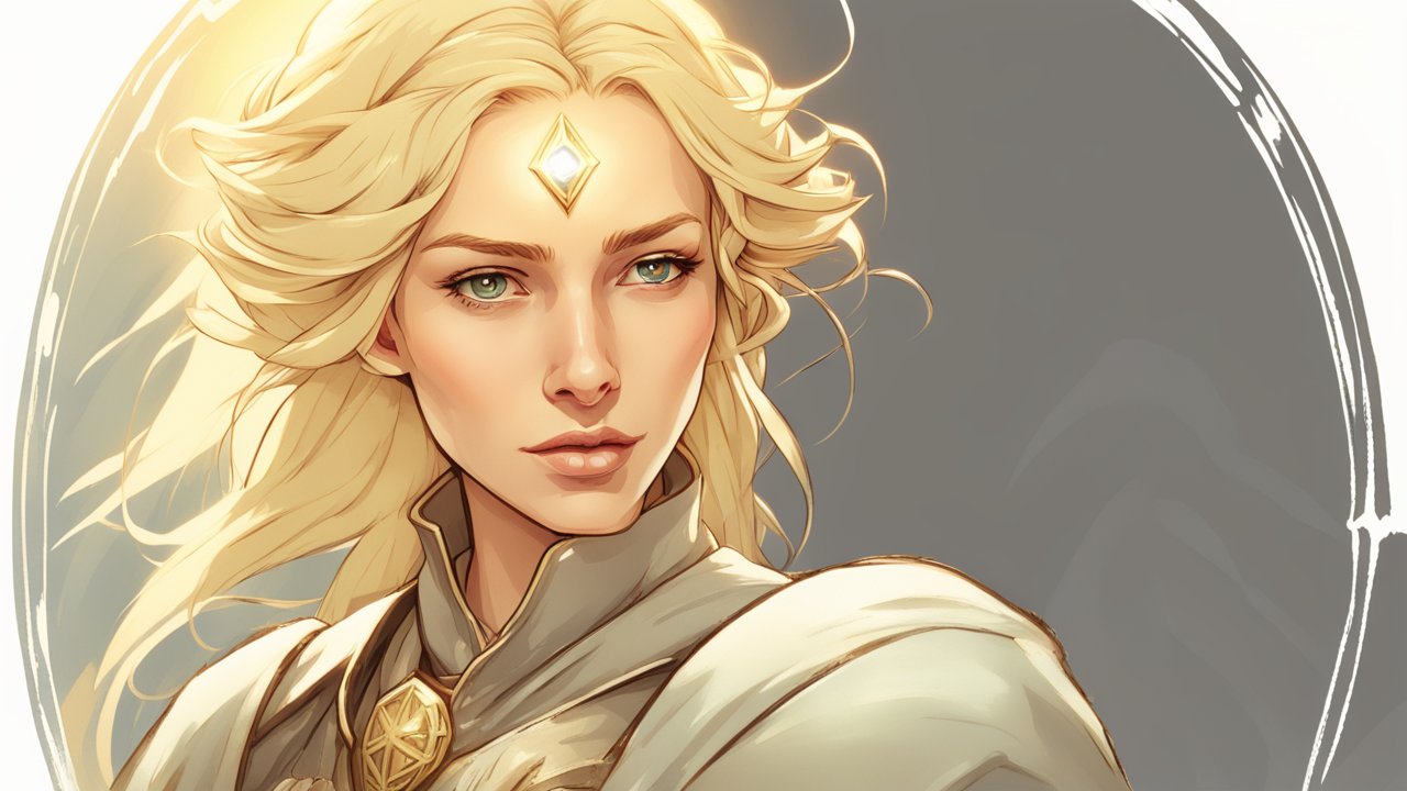 Radiant Fantasy Warrior with Glowing Forehead Gem