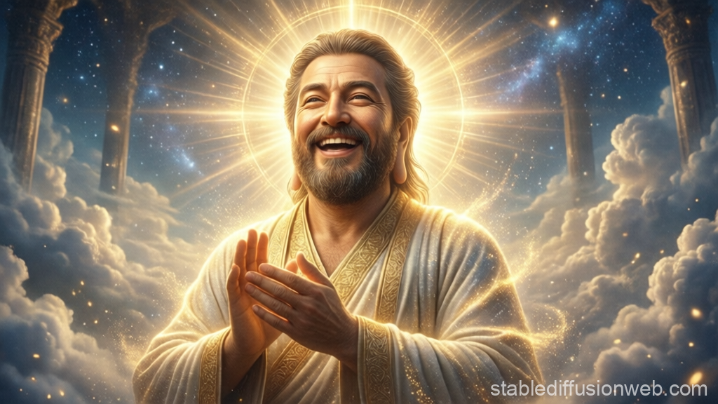 Radiant Sacred God with Halo and Golden Aura