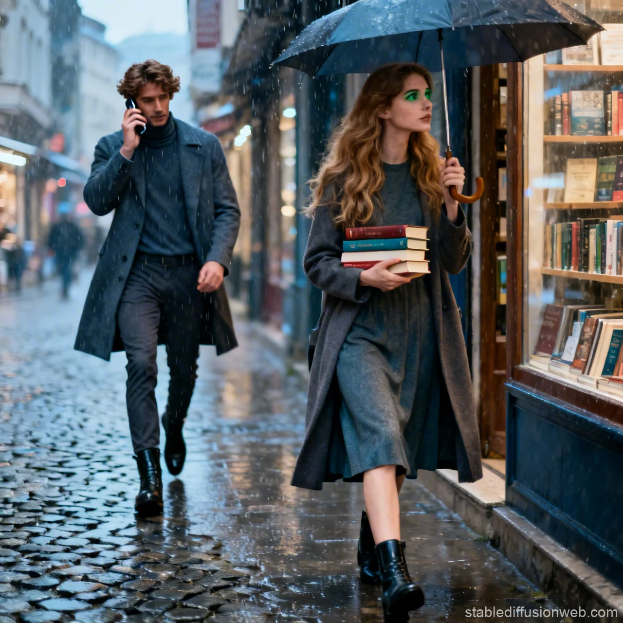 Rainy Day Bookstore Stroll in Istanbul