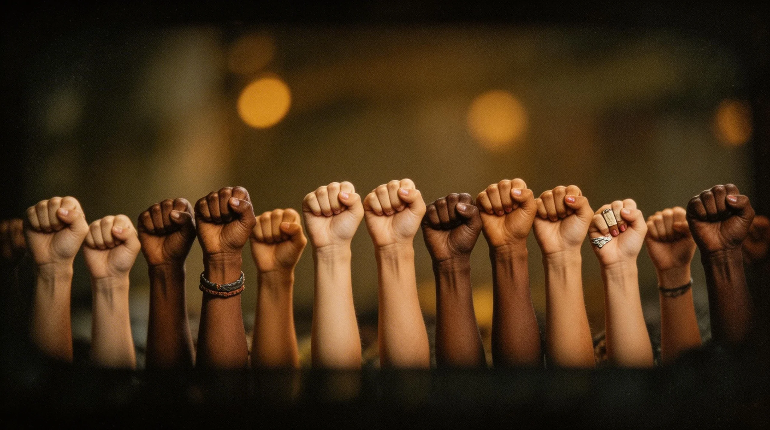 Raised Fists Symbolizing Unity and Strength