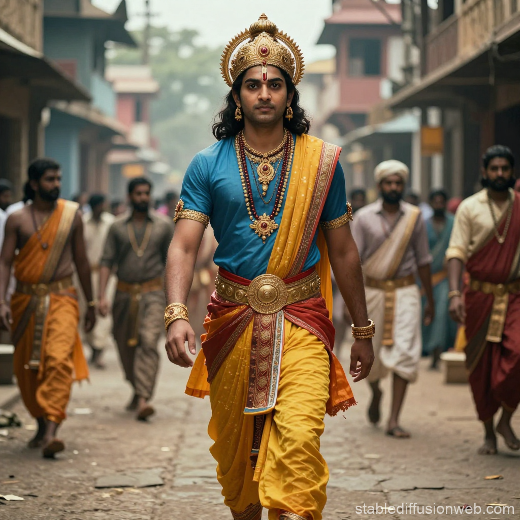 Rama in Ancient Ayodhya Walking with Followers