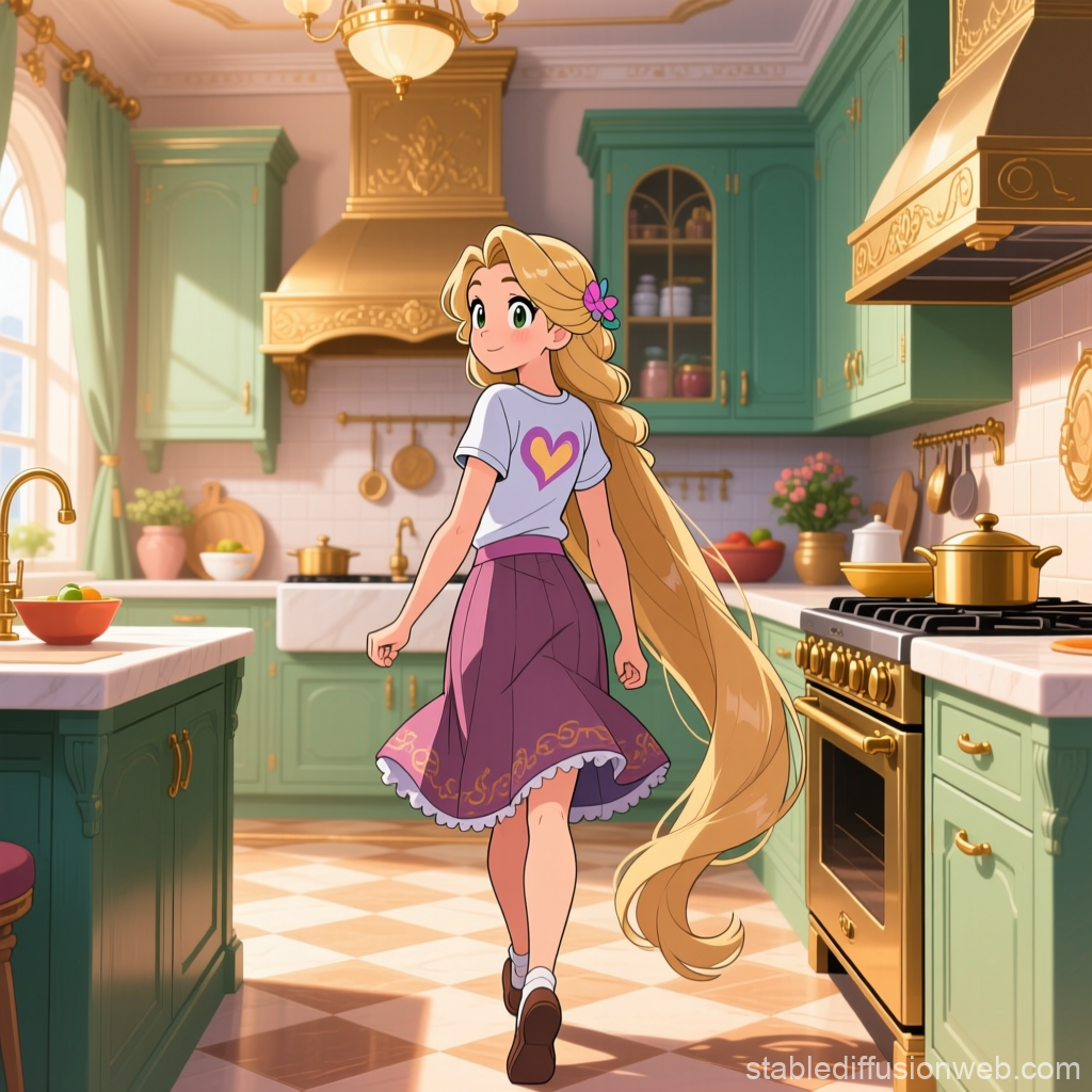 Rapunzel in a Luxurious Kitchen Setting