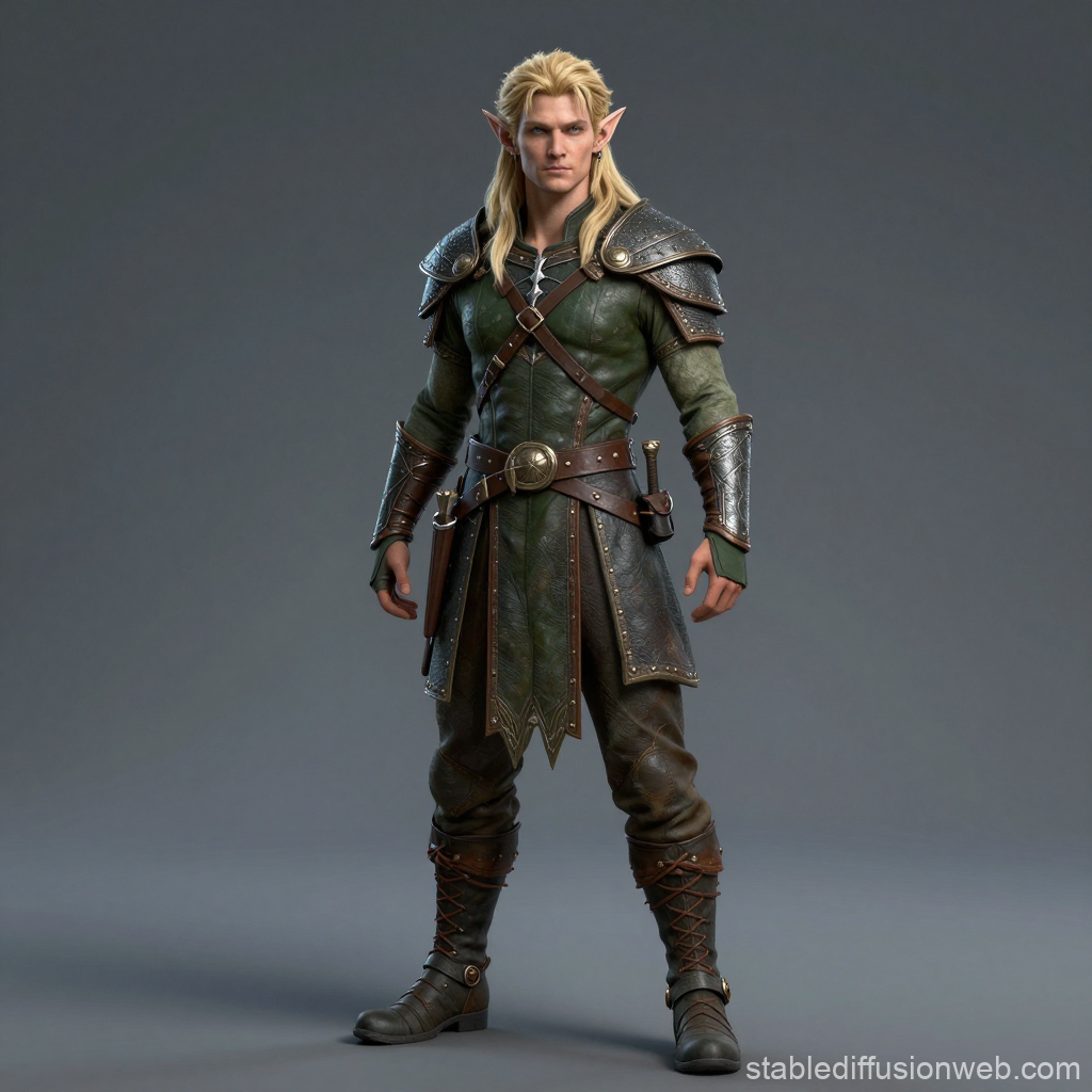 Realistic 3D Render of a Male Elf Warrior in Armor
