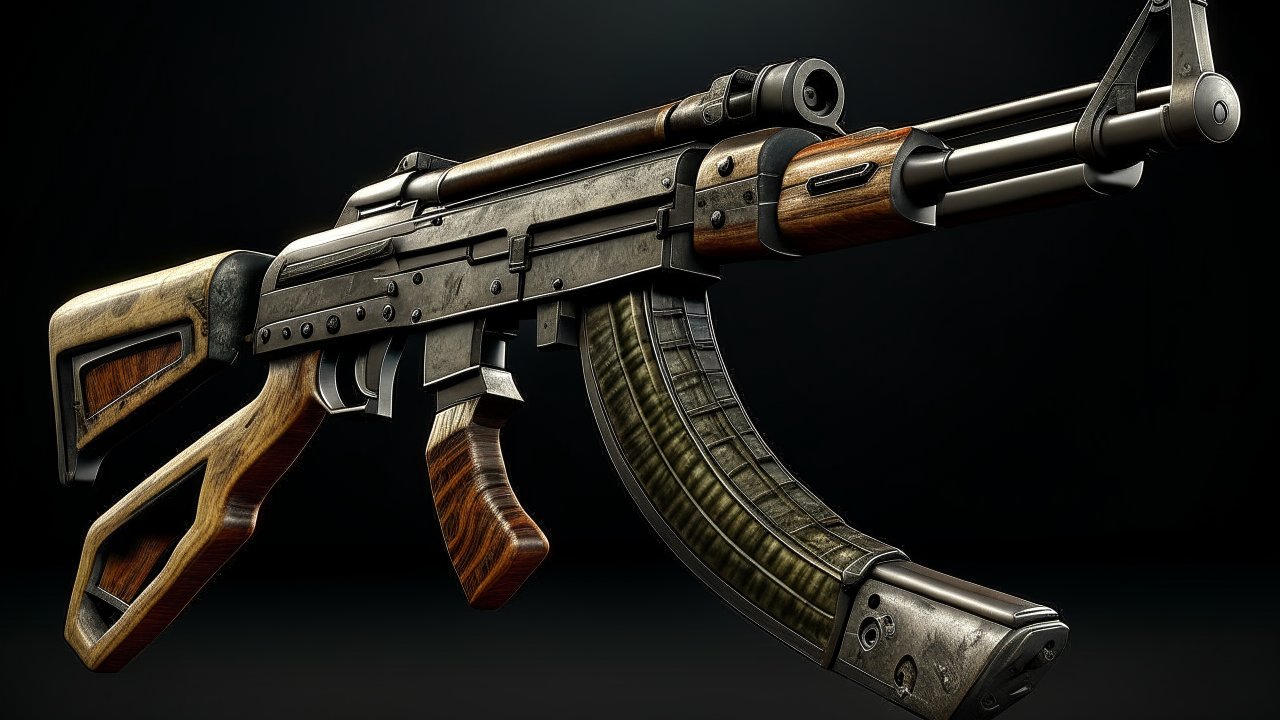 Realistic 3D Render of an AK-47 Assault Rifle