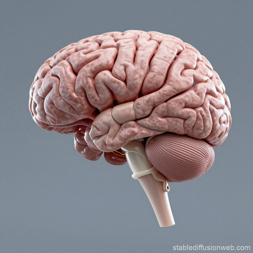 Realistic 3D Render of Human Brain Anatomy
