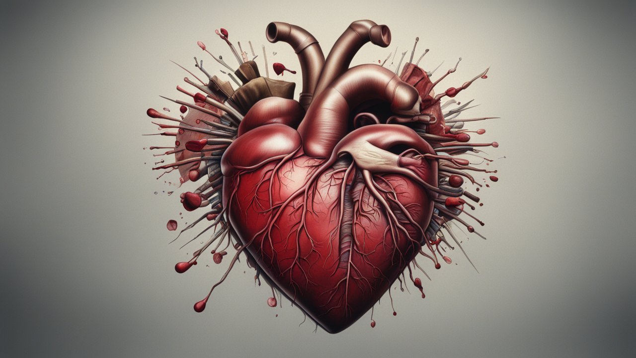 Realistic Anatomical Heart with Exploding Blood Droplets