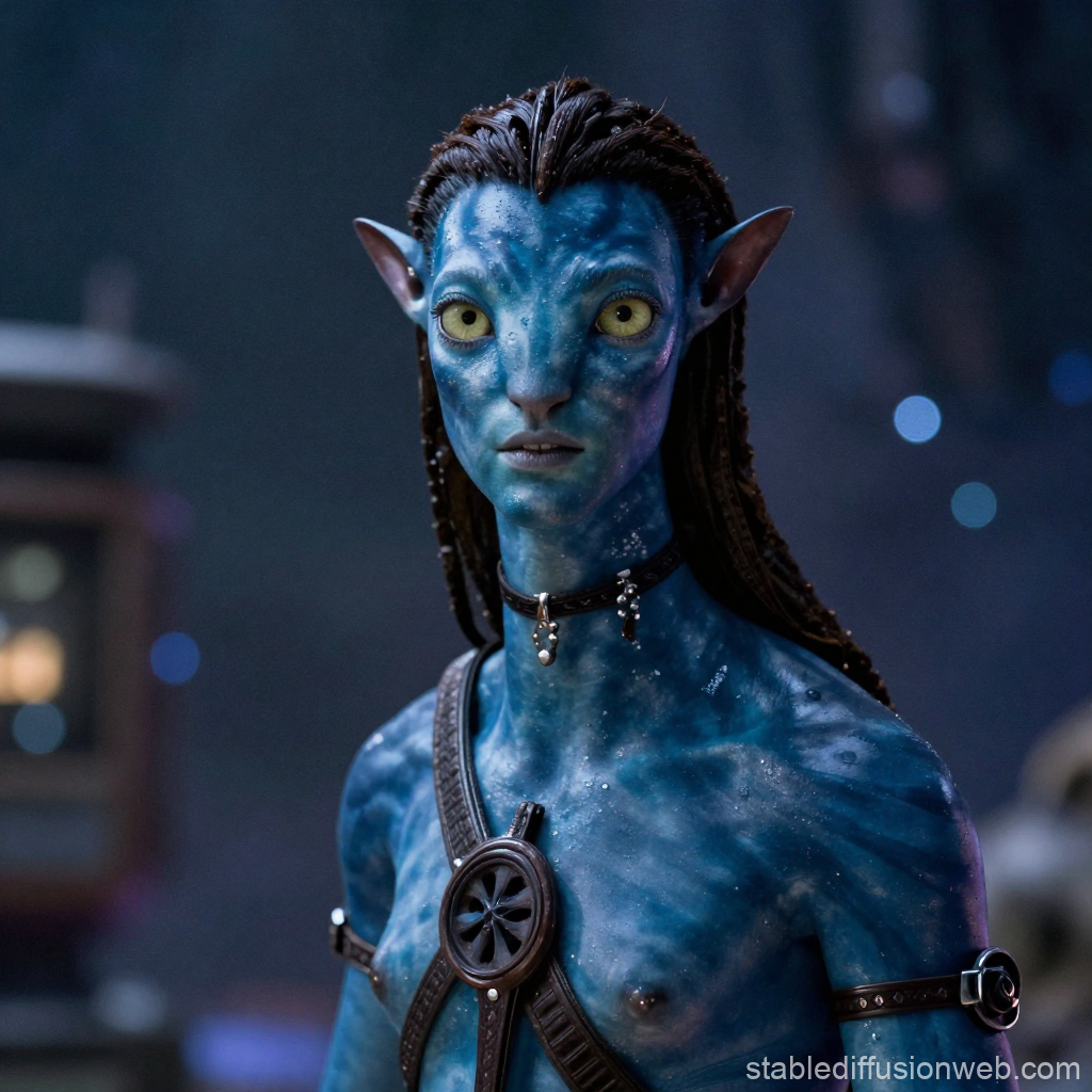 Realistic Blue Alien Character Portrait