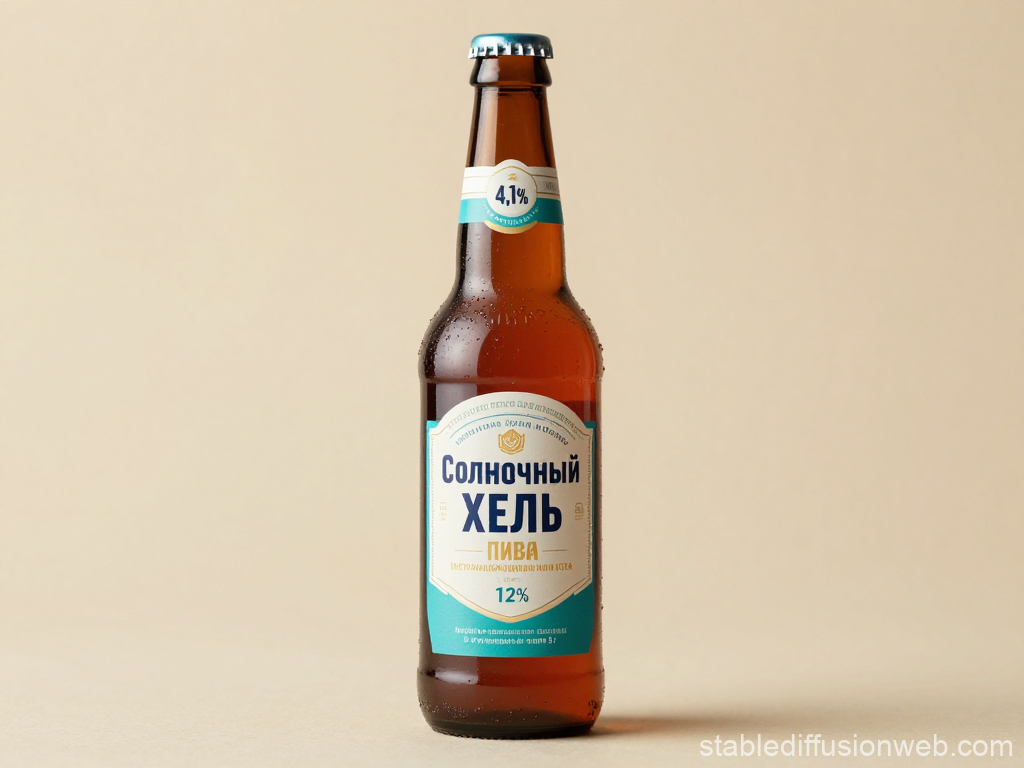 Realistic Bottle of Russian Beer with Label