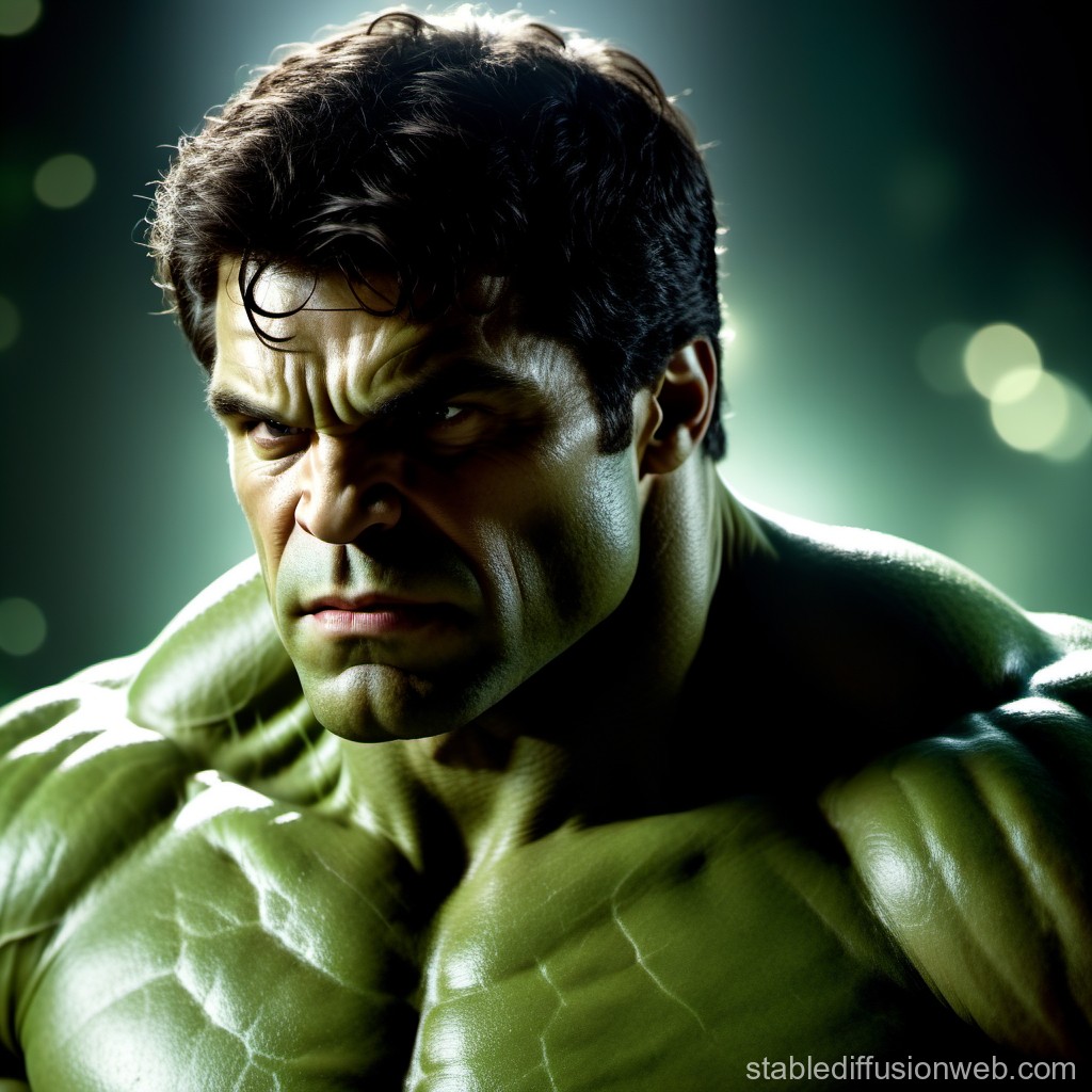 Realistic Close-Up of The Hulk with Intense Expression