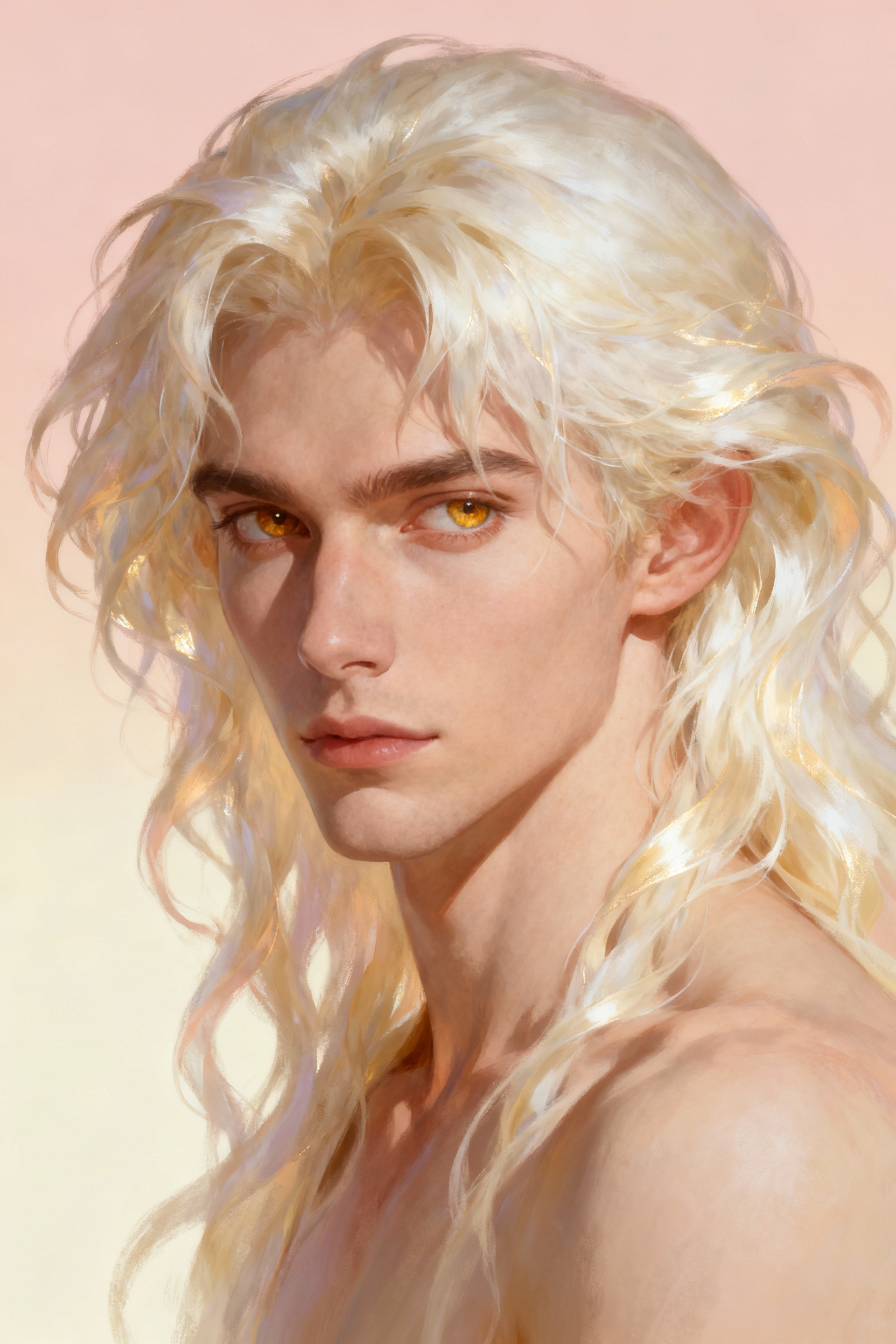 Realistic Digital Portrait of a Blonde Man with Golden Eyes