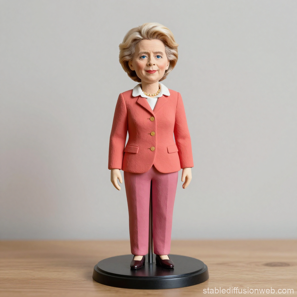 Realistic Figurine of a Woman in Coral Suit