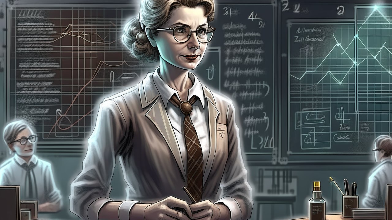 Realistic Illustration of a Female Scientist in a Laboratory