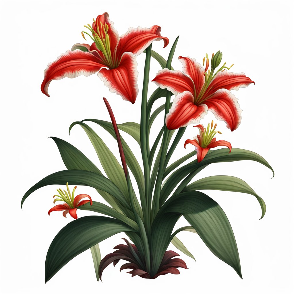 Realistic Illustration of Western Red Lily Plant