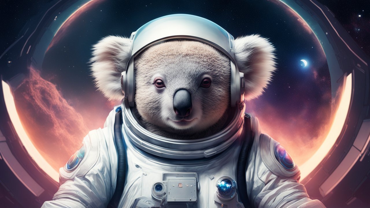 Realistic Koala Astronaut in Space Suit