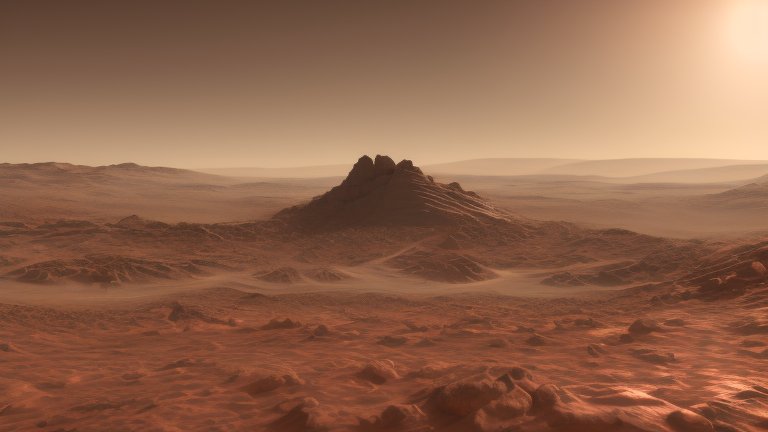 Realistic Martian Landscape with Rocky Terrain