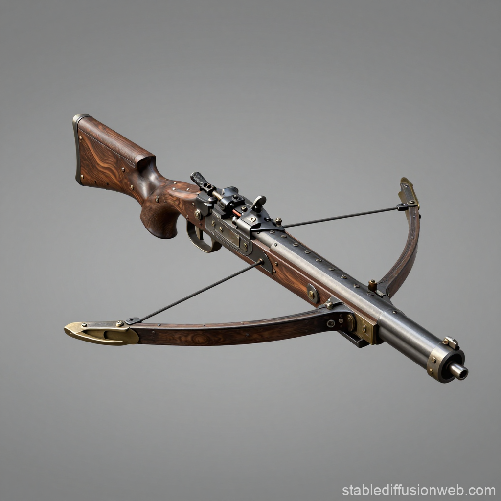 Realistic Medieval Pistol Crossbow with Wooden and Metal Details