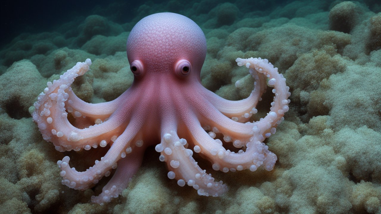 Realistic Octopus on Ocean Floor