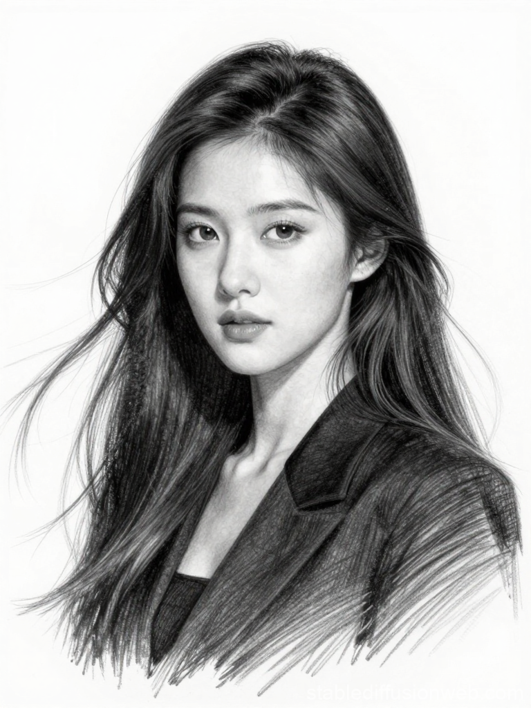 Realistic Pencil Portrait of a Young Woman