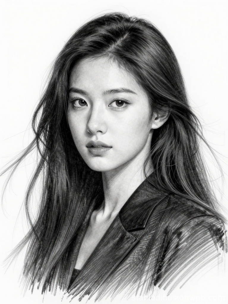 Realistic Pencil Portrait of a Young Woman
