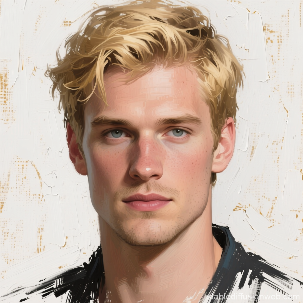 Realistic Portrait of a Blonde Man with Blue Eyes