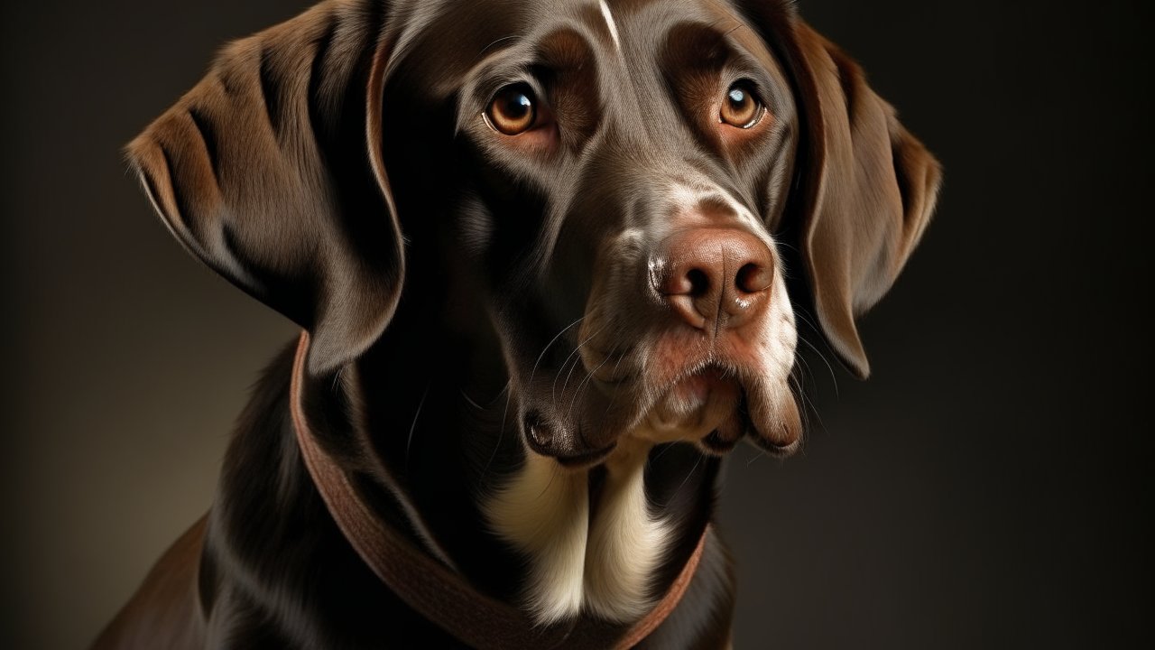 Realistic Portrait of a Chocolate Labrador Dog