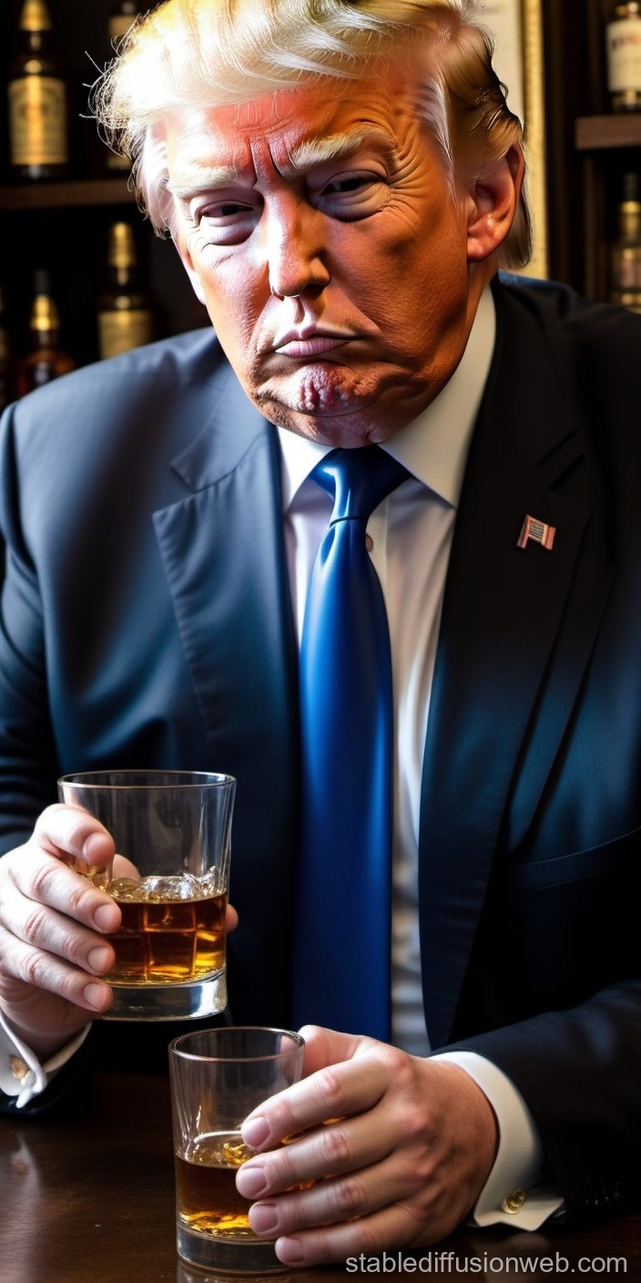 Realistic Portrait of a Man in Suit Holding Whiskey Glasses