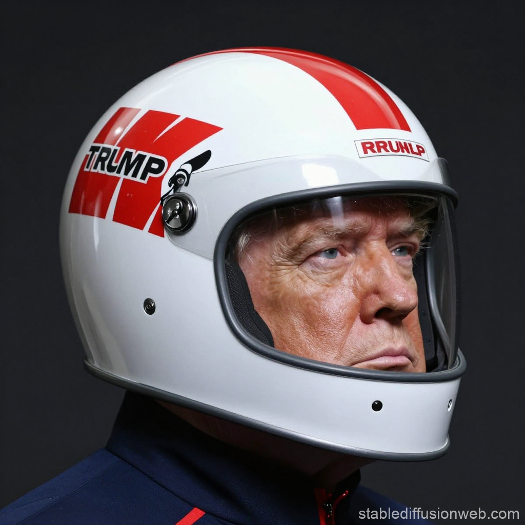 Realistic Portrait of a Man Wearing a Racing Helmet
