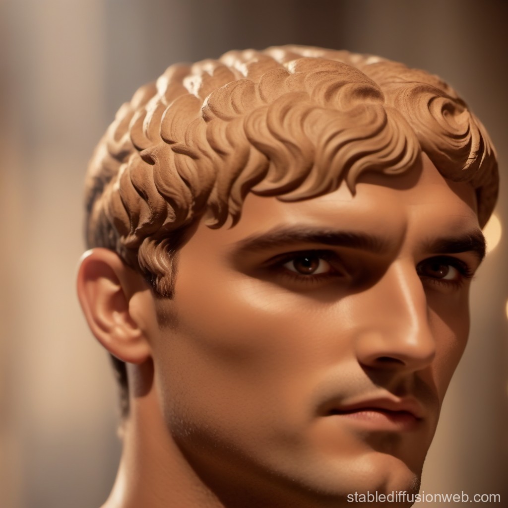 Realistic Portrait of a Man with Sculpted Hair