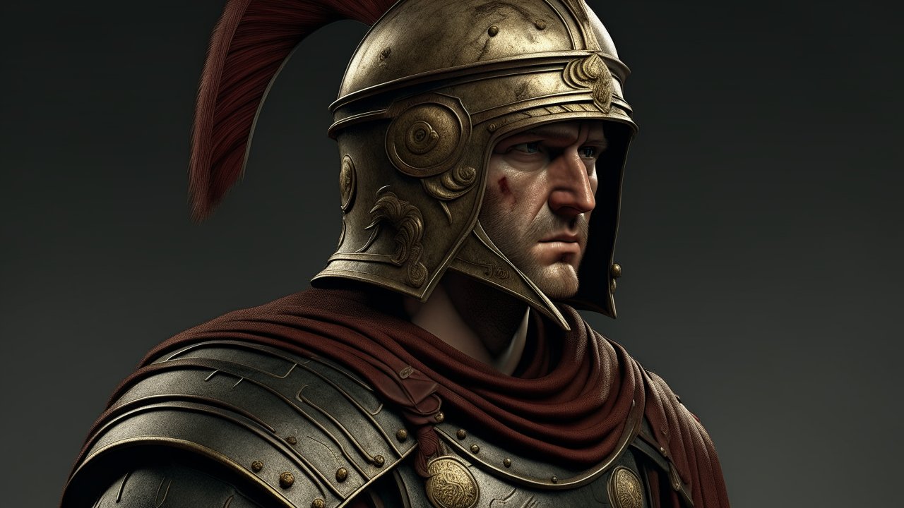 Realistic Portrait of a Roman Soldier in Armor