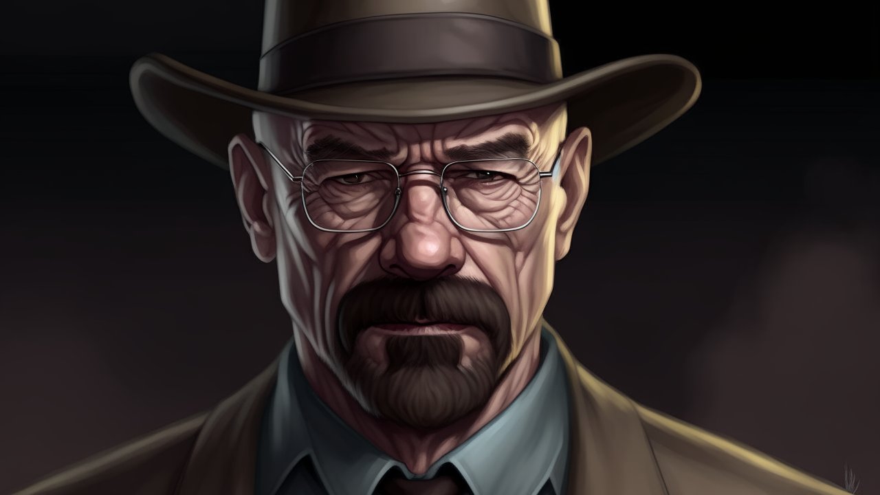 Realistic Portrait of a Serious Man in Hat and Glasses