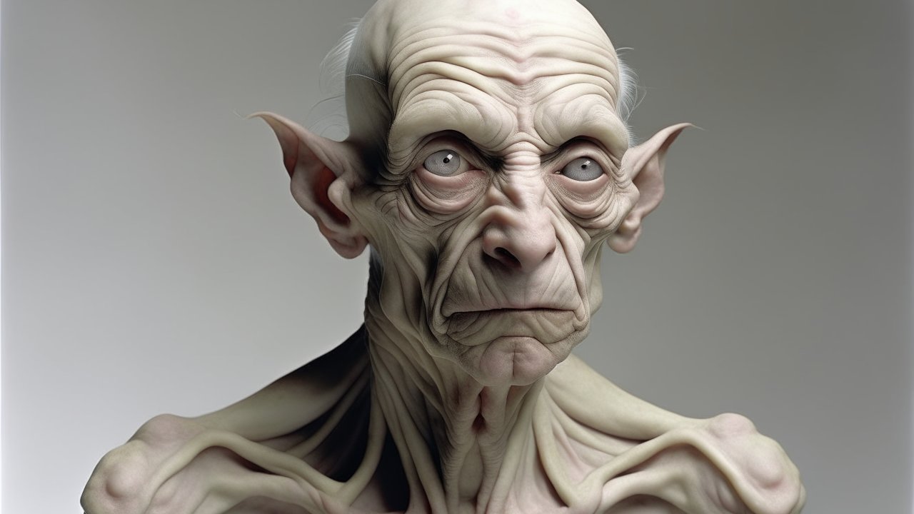 Realistic Portrait of a Wrinkled Fantasy Creature