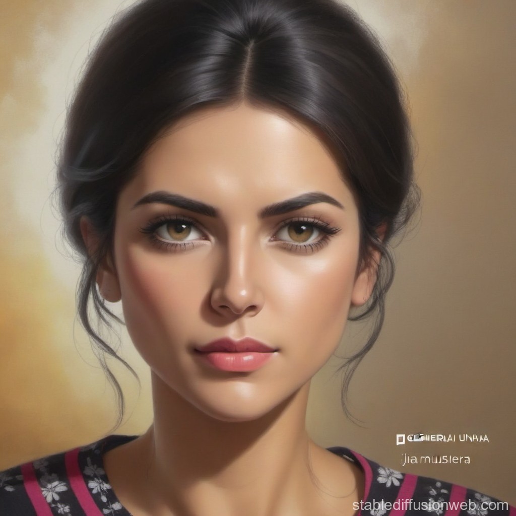 Realistic Portrait of a Young Woman with Dark Hair