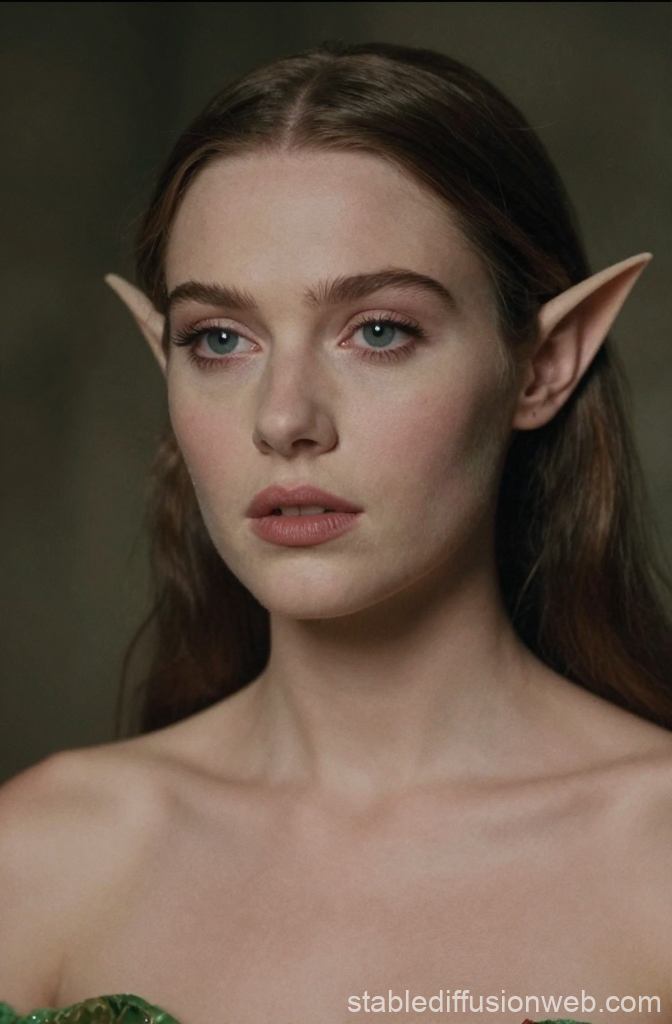 Realistic Portrait of an Elf Woman with Pointed Ears