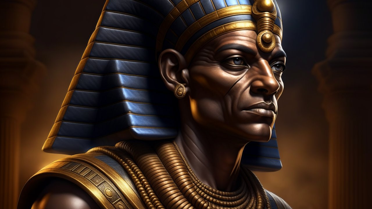 Realistic Portrait of Ancient Egyptian Pharaoh