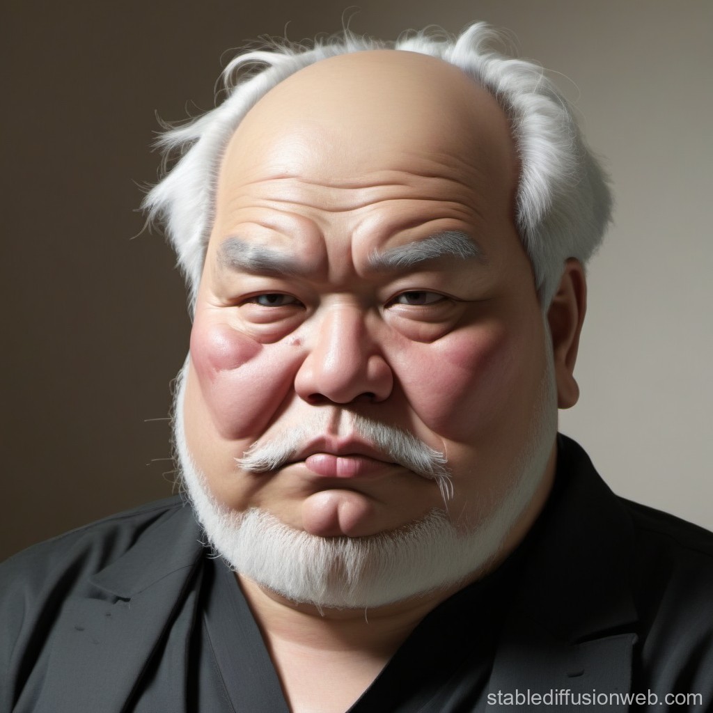 Realistic Portrait of Elderly Man with White Hair and Beard