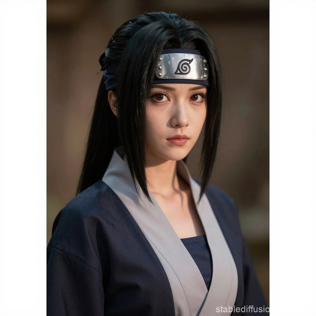 Realistic Portrait of Female Ninja Cosplayer