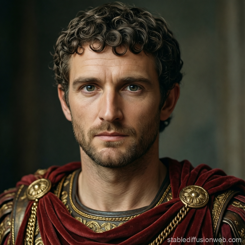 Realistic Portrait of Roman Emperor in Regal Attire