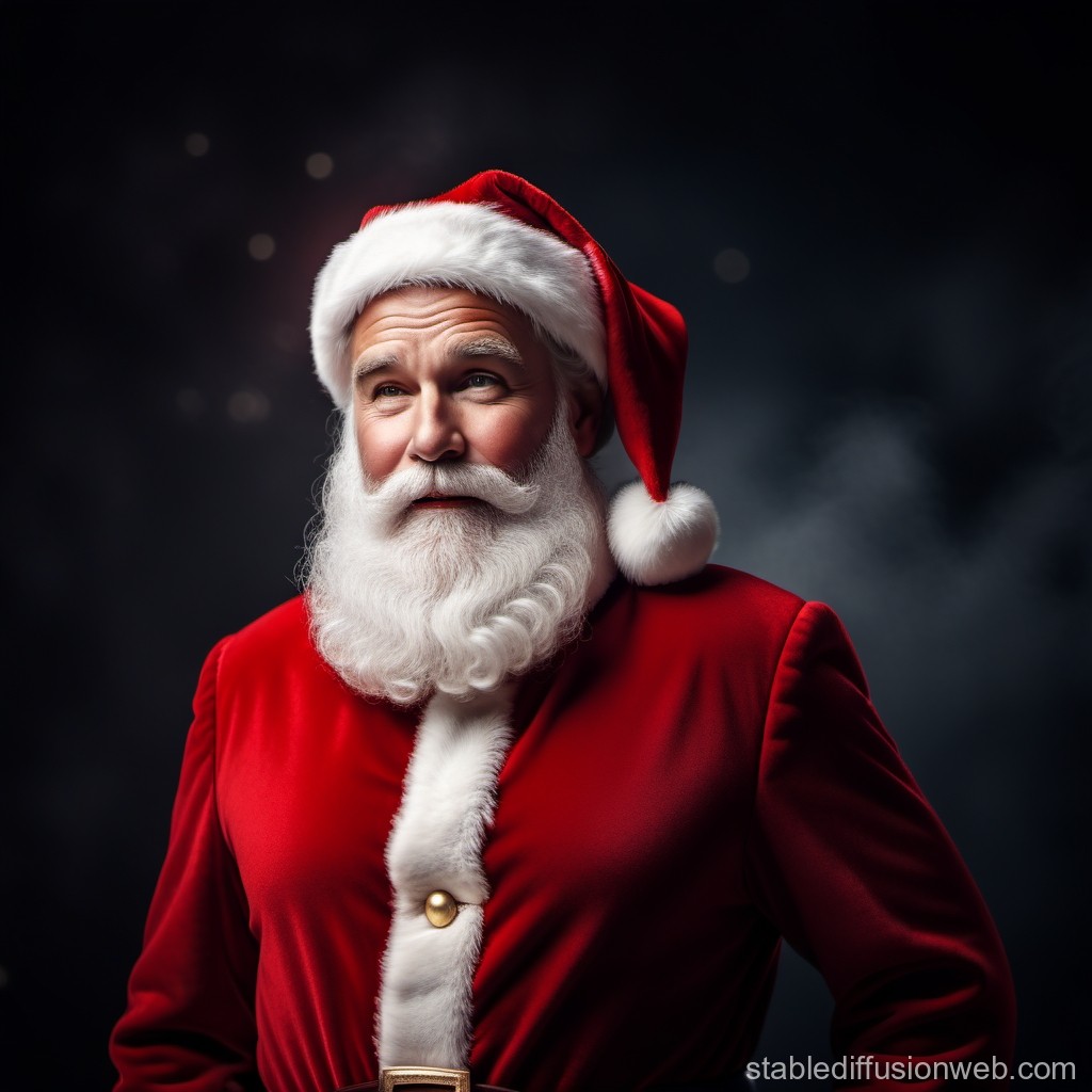 Realistic Portrait of Santa Claus in Classic Red Suit