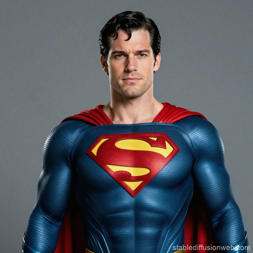 Realistic Portrait of Superman in Classic Costume