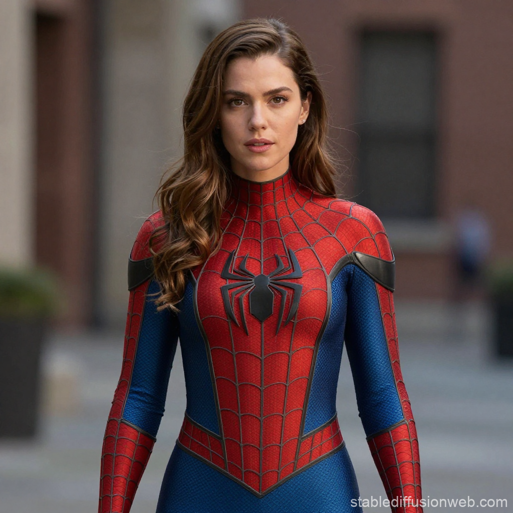 Realistic Portrait of Woman in Spider-Man Suit