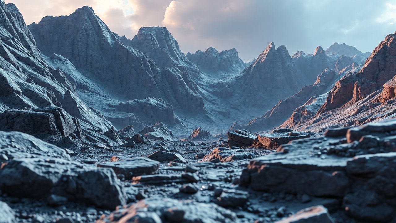 Realistic Rocky Mountain Landscape at Dawn