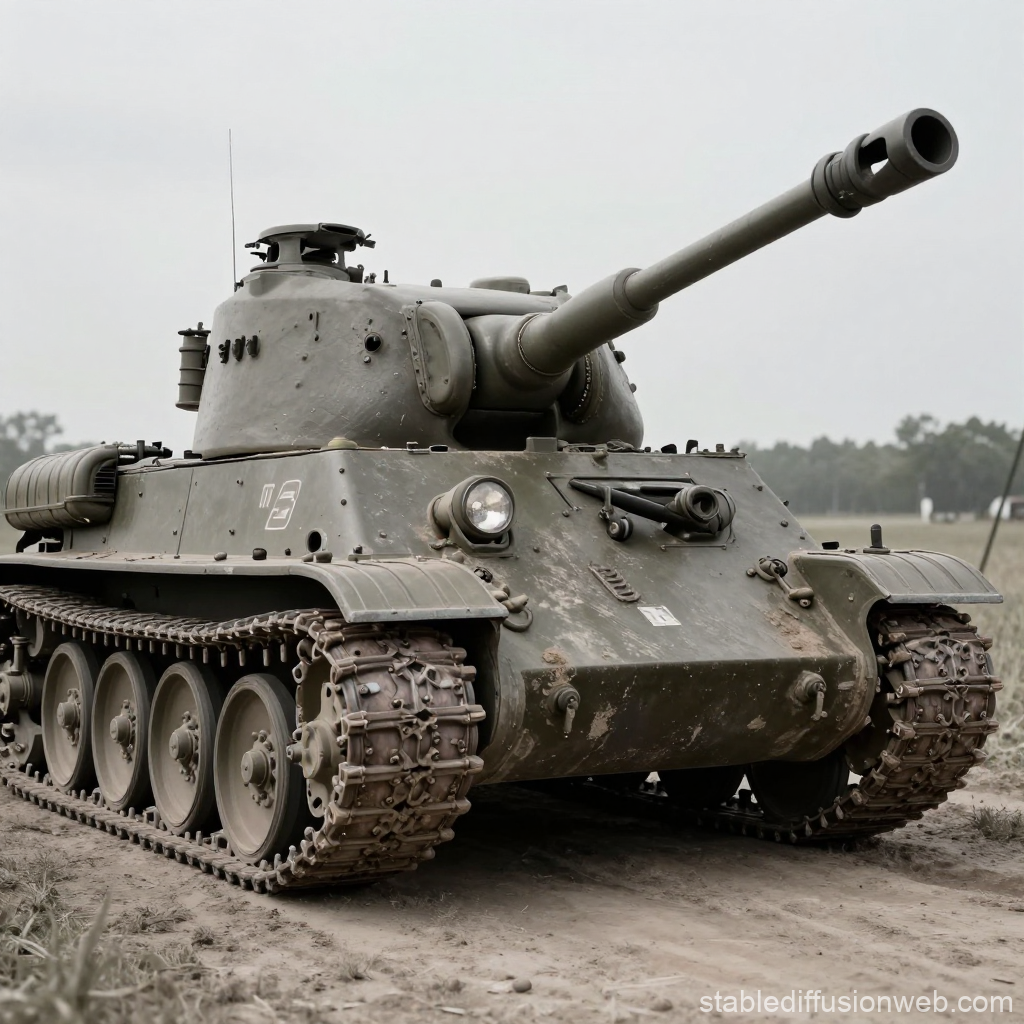 Realistic WWII German Tiger Tank on Dirt Road