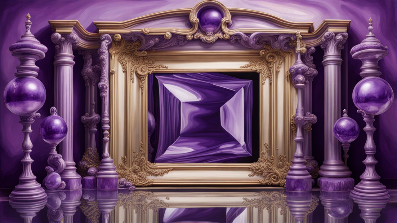 Recursive Reflections in Ornate Purple Trompe L'oeil