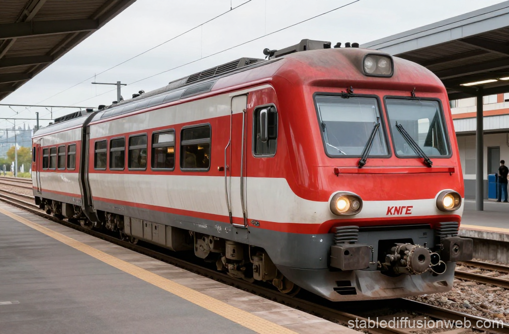 Red and White Passenger Train at Station Platform