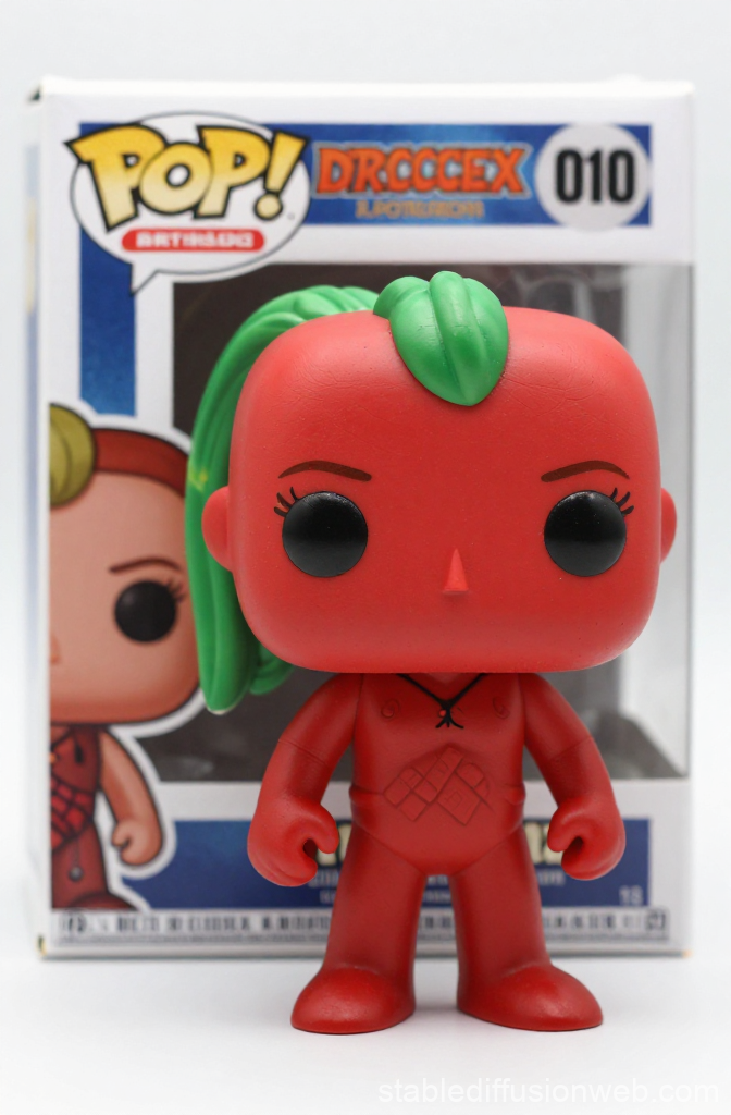 Red Cherry Funko Pop Figure with Green Hair