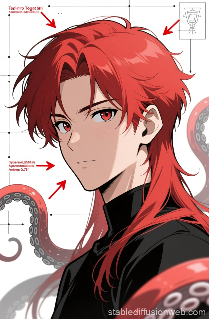 Red-Haired Anime Character with Tentacles